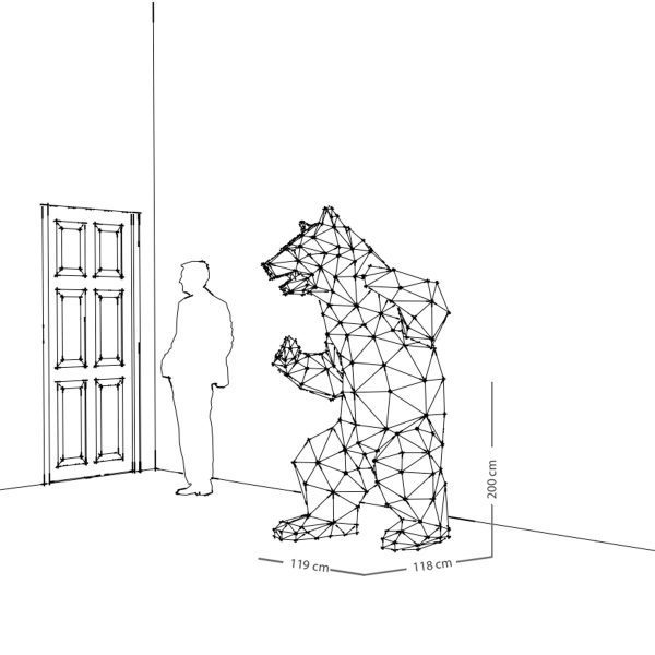 BERNE V2 | 3D Metal Geometrik Ayakta Ayı Heykeli - Görsel 9