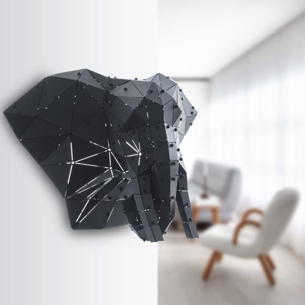 BARRUS | 3D Geometrik Metal Fil Kafası Duvar Dekoru - Görsel 4