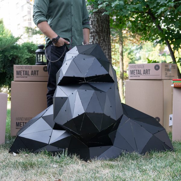 KING KONG | 3D Metal Geometrik Goril Büstü