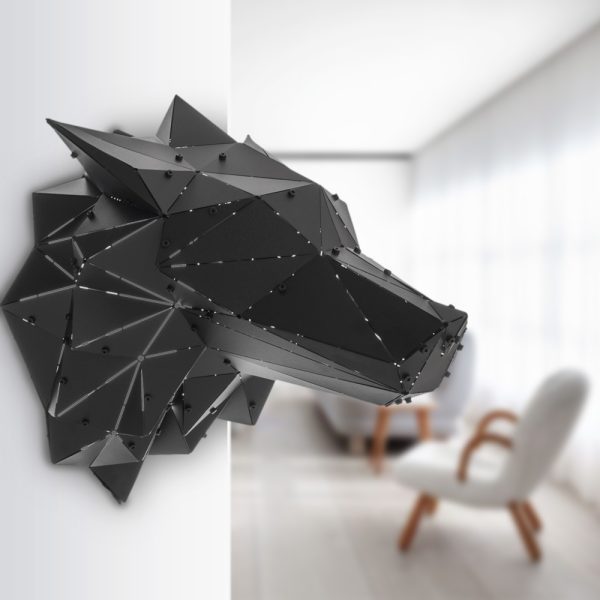 KURT | 3D Geometrik Metal Kurt Kafası Duvar Dekoru - Görsel 7
