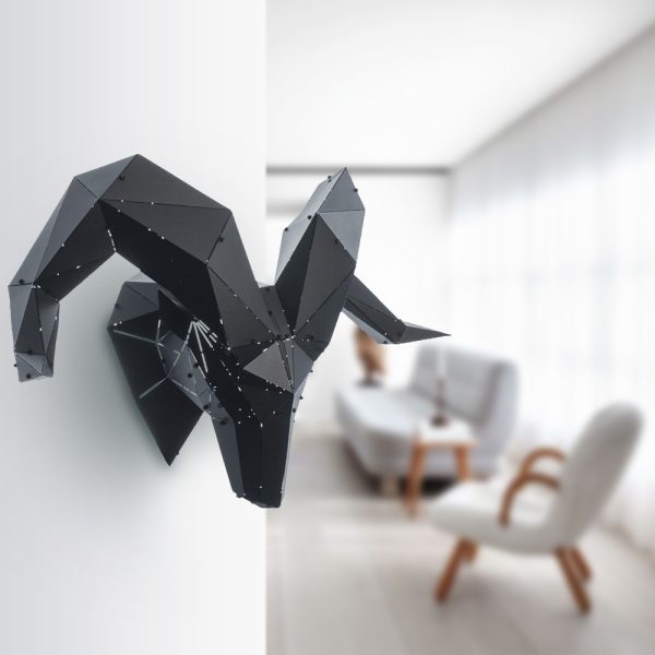 RAM | 3D Geometrik Metal Dağ Keçisi Kafası Duvar Dekoru - Görsel 7