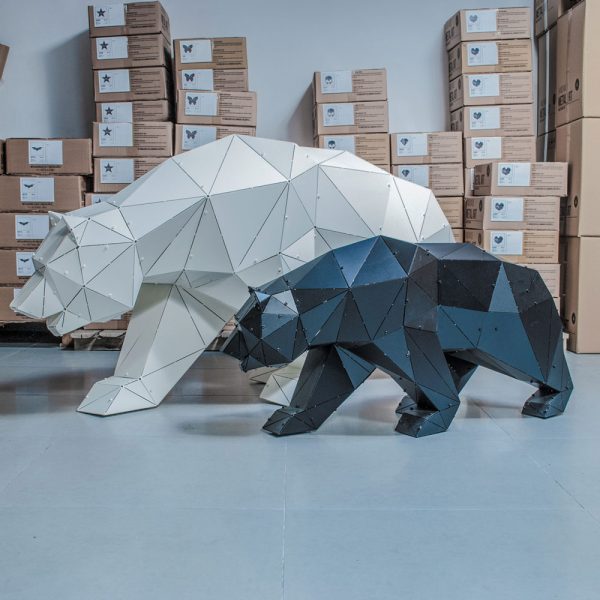 BOZ L | 3D Metal Geometrik Ayı Heykeli