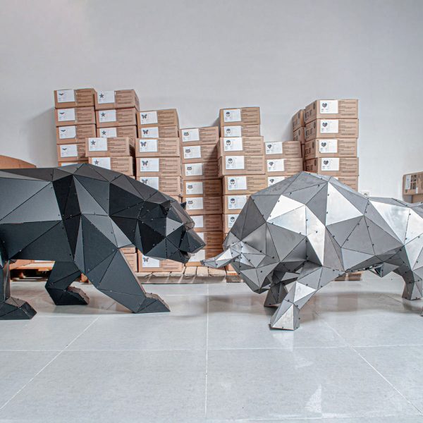BOZ XL | 3D Metal Geometrik Ayı Heykeli