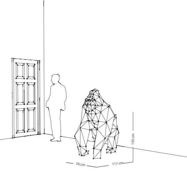 HARAMBE | 3D Metal Geometrik Goril Heykeli - Görsel 6