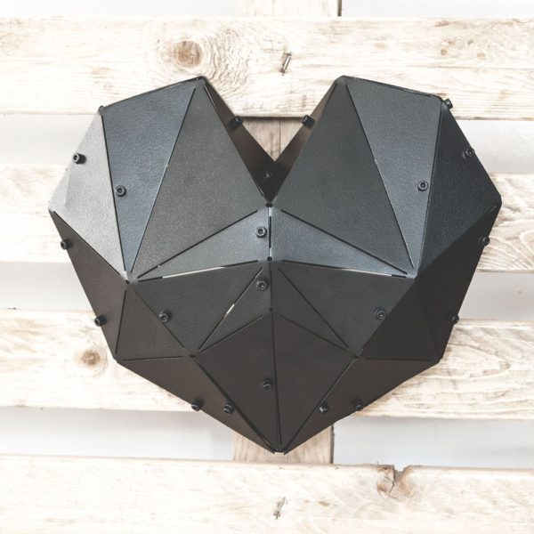 HEART | 3D Geometrik Metal Kalp Duvar Dekoru - Görsel 3
