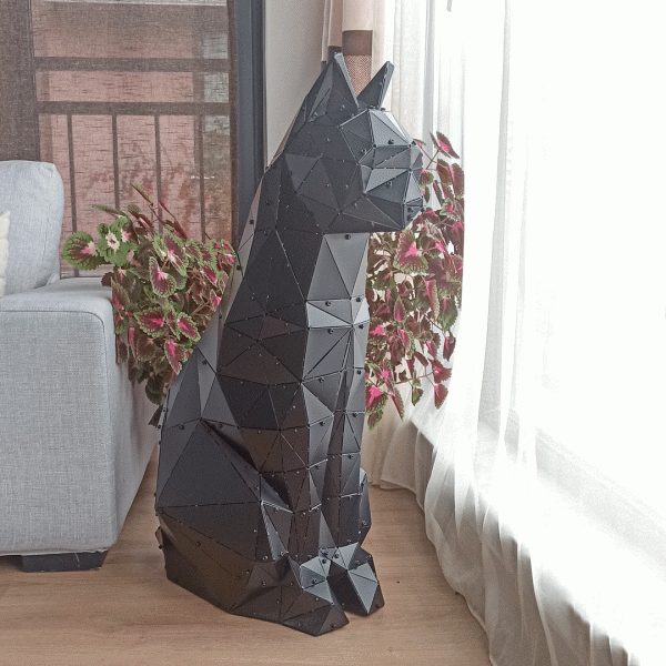 KATZE | 3D Metal Geometrik Kedi Modeli