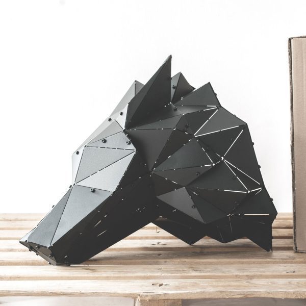 KURT | 3D Geometrik Metal Kurt Kafası Duvar Dekoru - Görsel 3