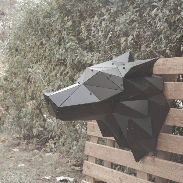 KURT | 3D Geometrik Metal Kurt Kafası Duvar Dekoru - Görsel 2