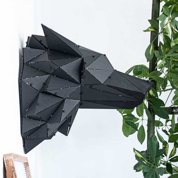 KURT | 3D Geometrik Metal Kurt Kafası Duvar Dekoru