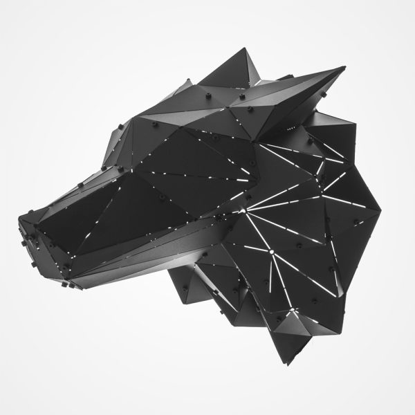 KURT | 3D Geometrik Metal Kurt Kafası Duvar Dekoru - Görsel 5