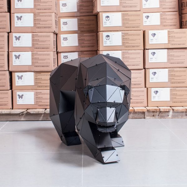 BOZ L | 3D Metal Geometrik Ayı Heykeli - Görsel 5