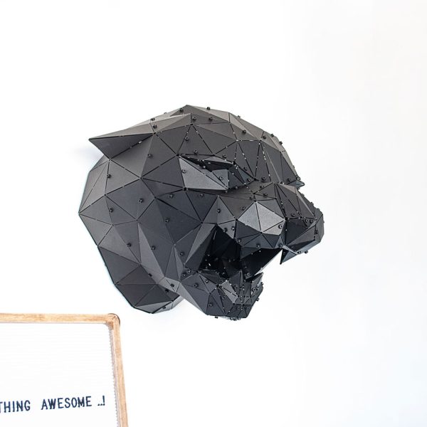 PARS | 3D Geometrik Metal Panter Kafası Duvar Dekoru