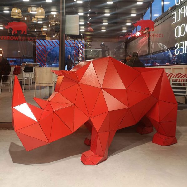 RHINO XL | 3D Metal Geometrik Gergedan Heykeli - Görsel 2