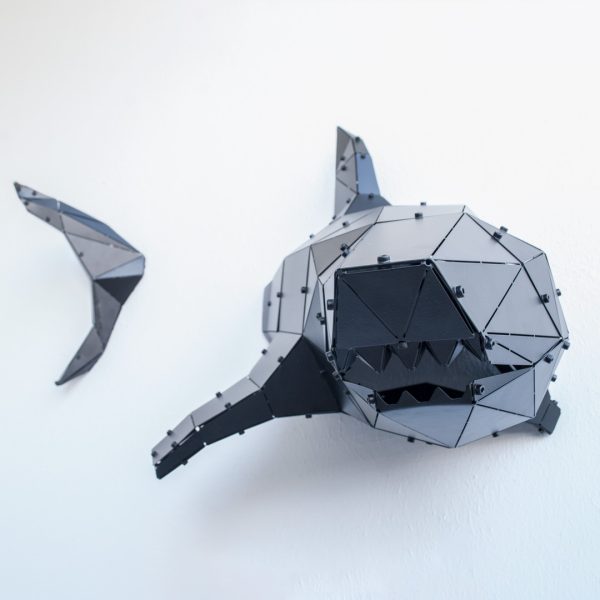 SHARK | 3D Metal Geometrik Köpekbalığı Duvar Dekoru - Görsel 4