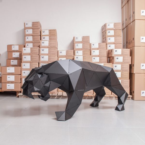 TIGRIS | 3D Metal Geometrik Metal Kaplan Heykeli - Görsel 4
